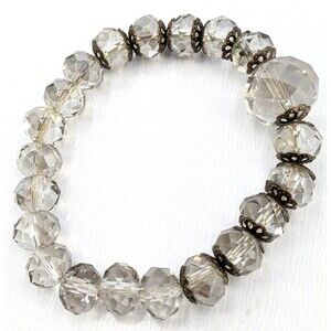 Unbranded Stretch Bracelet Faceted Clear Gray Beads Antique Copper Spacers 23g